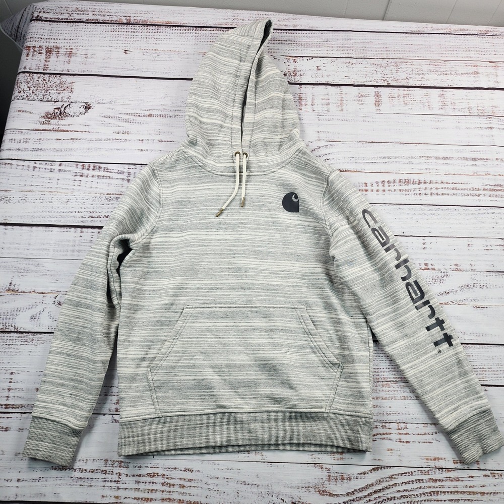 Carhartt Clarksburg Logo Sleeve Hoodie Women's S Shadow Space Dye Pullover